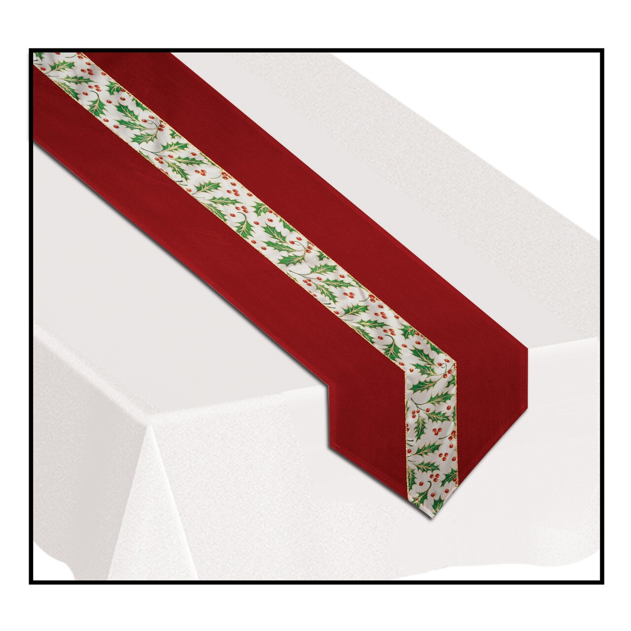 Beistle 12in. x 6Feet Christmas Holly Fabric Table Runner - 6 Pack
